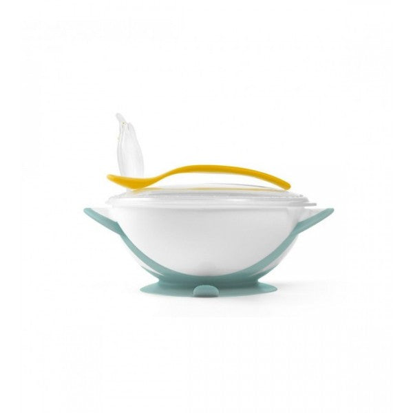 Bowl with suction cup and spoon Babyono 1063/04 WHITE