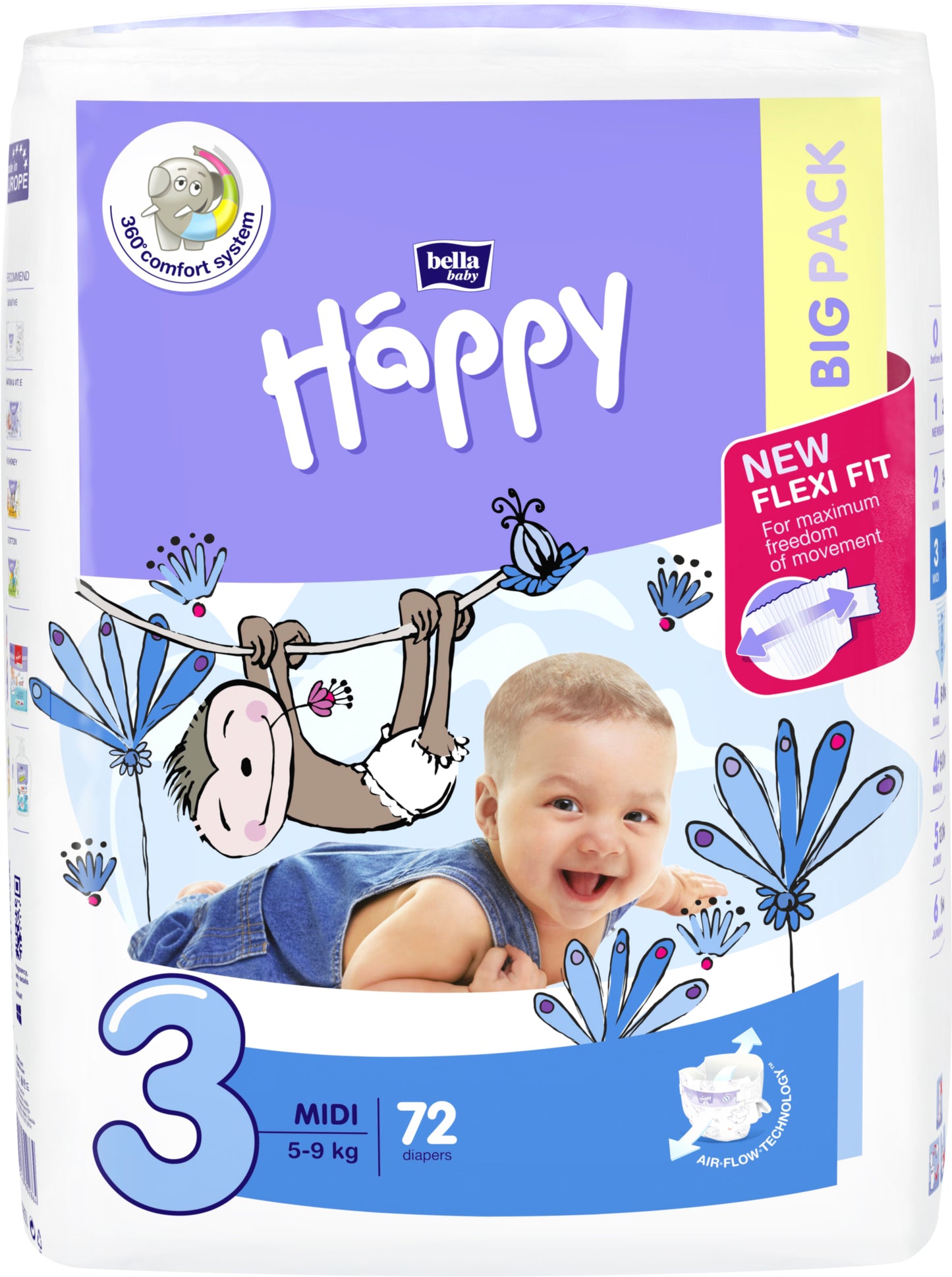 Copy of HAPPY MIDI autiņbiksītes, 3. izmērs (5-9 kg) 72 gb.