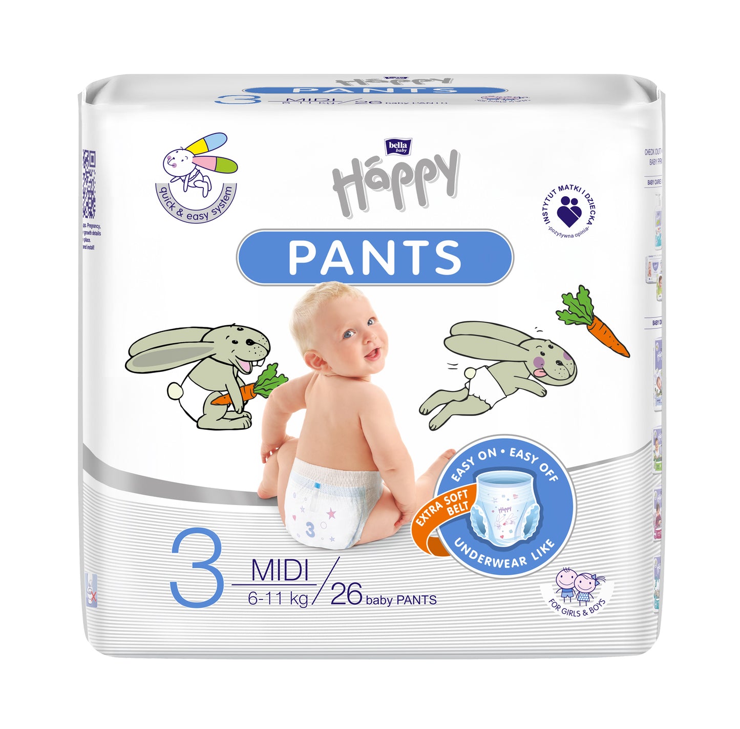 HAPPY PANTS MIDI biksītes mazuļiem, 3. izmērs (6-11 kg) 26 gb.